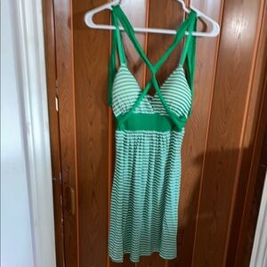 Vintage Green Striped Dress with Crisscross Straps